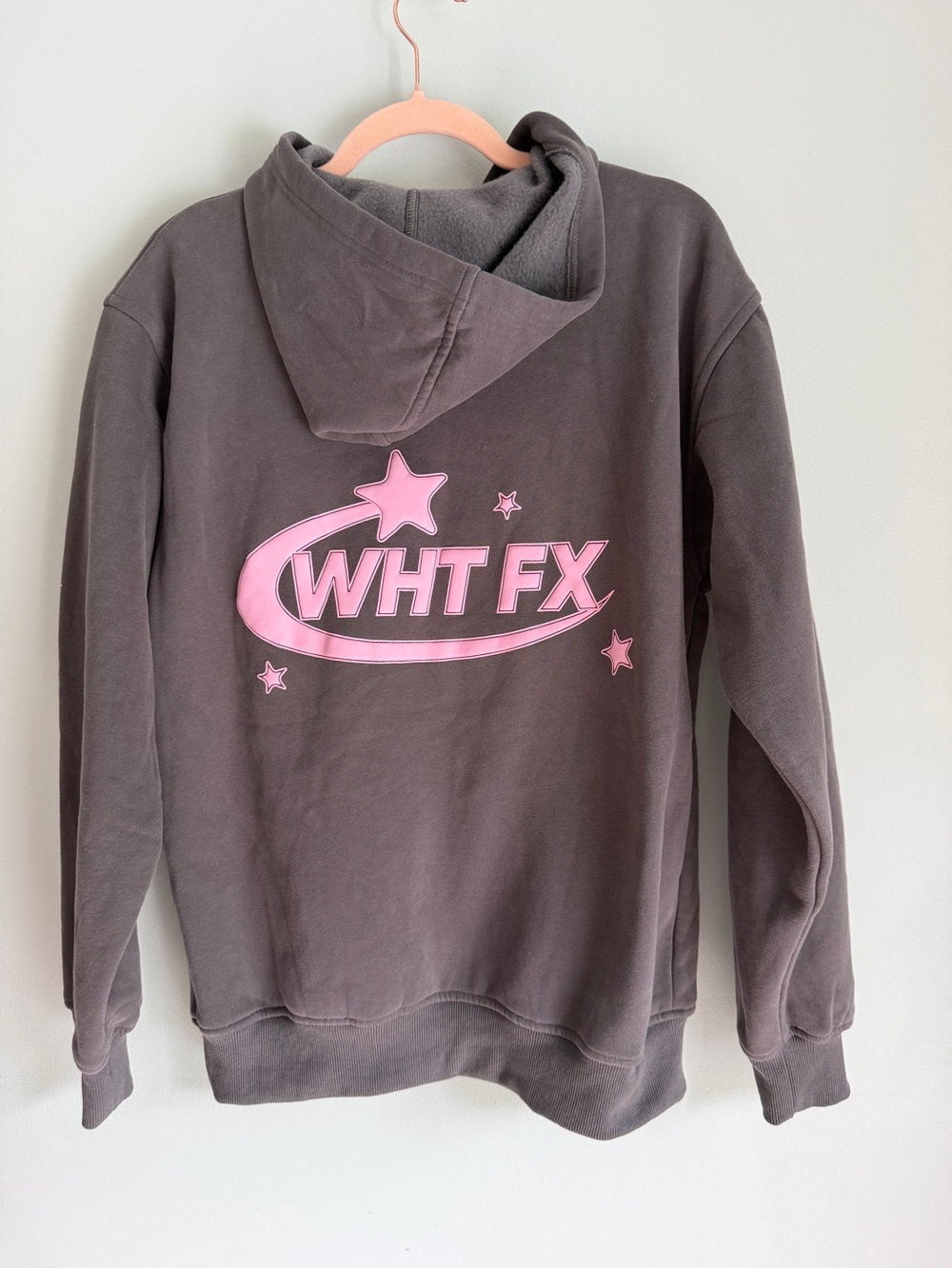 White Fox Grey and Pink Logo Hooded Sweatshirt